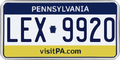 PA license plate LEX9920