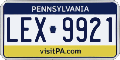 PA license plate LEX9921