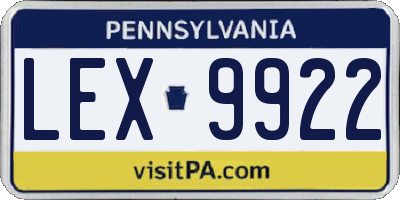 PA license plate LEX9922