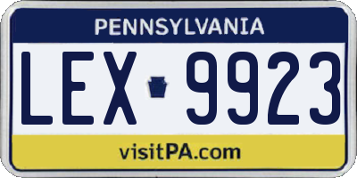 PA license plate LEX9923