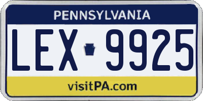PA license plate LEX9925