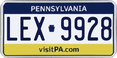 PA license plate LEX9928