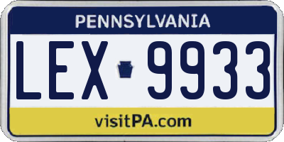 PA license plate LEX9933