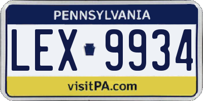 PA license plate LEX9934