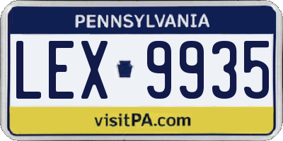 PA license plate LEX9935