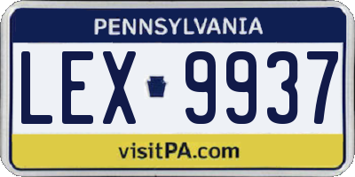 PA license plate LEX9937