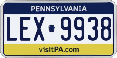 PA license plate LEX9938