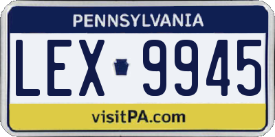 PA license plate LEX9945