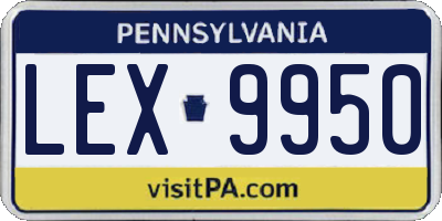 PA license plate LEX9950