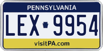 PA license plate LEX9954