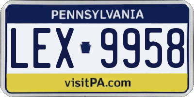 PA license plate LEX9958