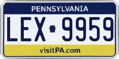 PA license plate LEX9959