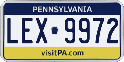 PA license plate LEX9972