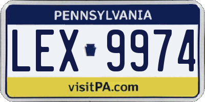 PA license plate LEX9974