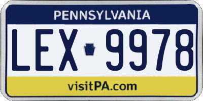 PA license plate LEX9978