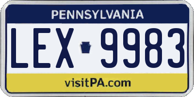 PA license plate LEX9983