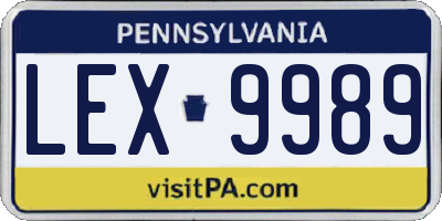 PA license plate LEX9989