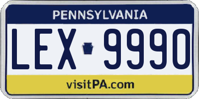 PA license plate LEX9990