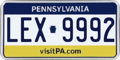 PA license plate LEX9992