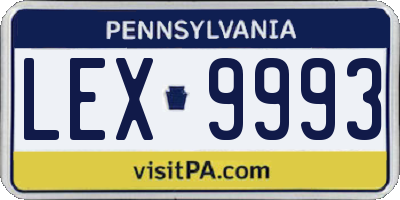 PA license plate LEX9993