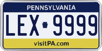 PA license plate LEX9999