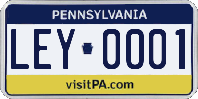 PA license plate LEY0001