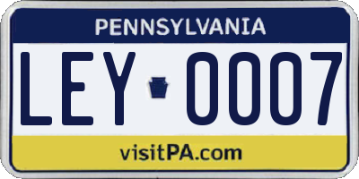 PA license plate LEY0007