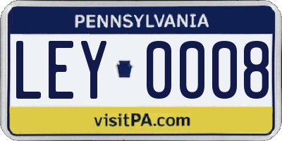 PA license plate LEY0008