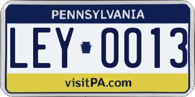 PA license plate LEY0013