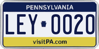 PA license plate LEY0020