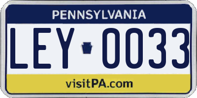 PA license plate LEY0033