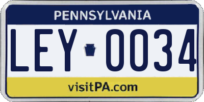 PA license plate LEY0034