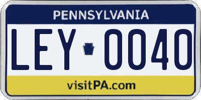 PA license plate LEY0040