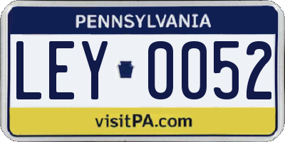 PA license plate LEY0052