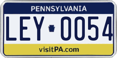 PA license plate LEY0054