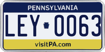 PA license plate LEY0063