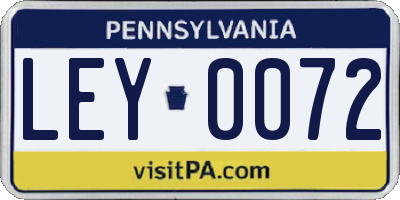 PA license plate LEY0072