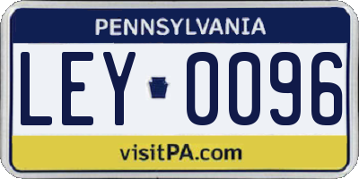 PA license plate LEY0096