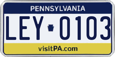 PA license plate LEY0103