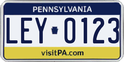PA license plate LEY0123