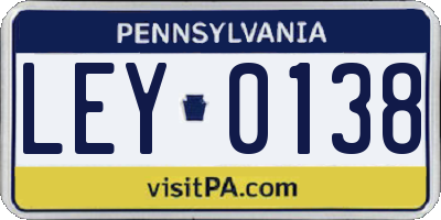 PA license plate LEY0138