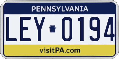 PA license plate LEY0194