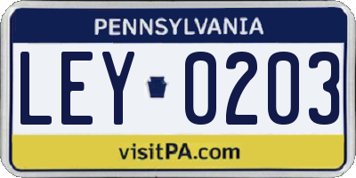 PA license plate LEY0203