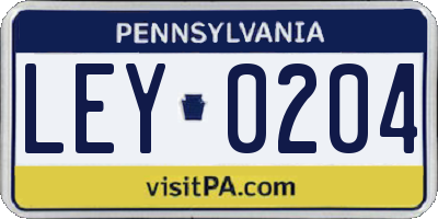 PA license plate LEY0204