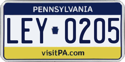PA license plate LEY0205