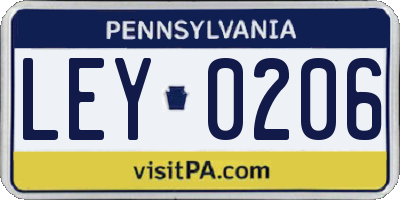 PA license plate LEY0206