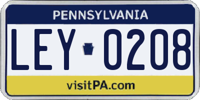 PA license plate LEY0208