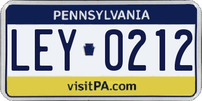 PA license plate LEY0212