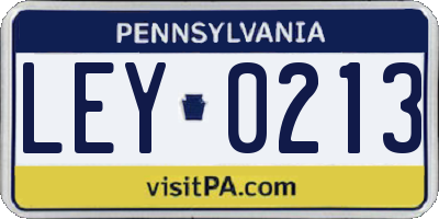 PA license plate LEY0213