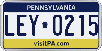 PA license plate LEY0215